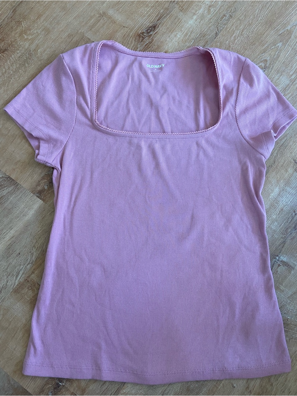Old Navy Pink Square-Neck Ribbed Tee M